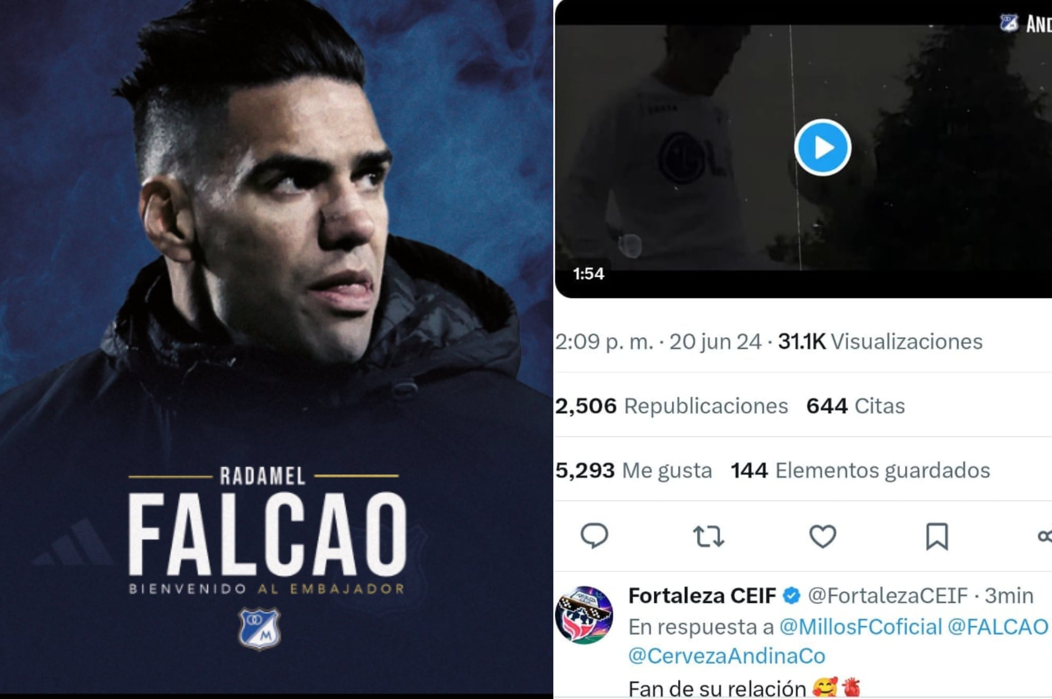 Fan de su relación”: memes explotan en redes tras el anuncio oficial de  Falcao a Millonarios