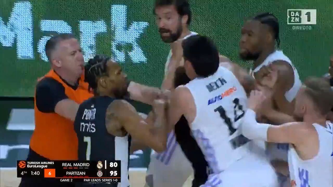 Video: ¡A puño limpio! Partido entre Real Madrid y Partizán por la Euroliga  de Baloncesto se suspendió por tremenda pelea