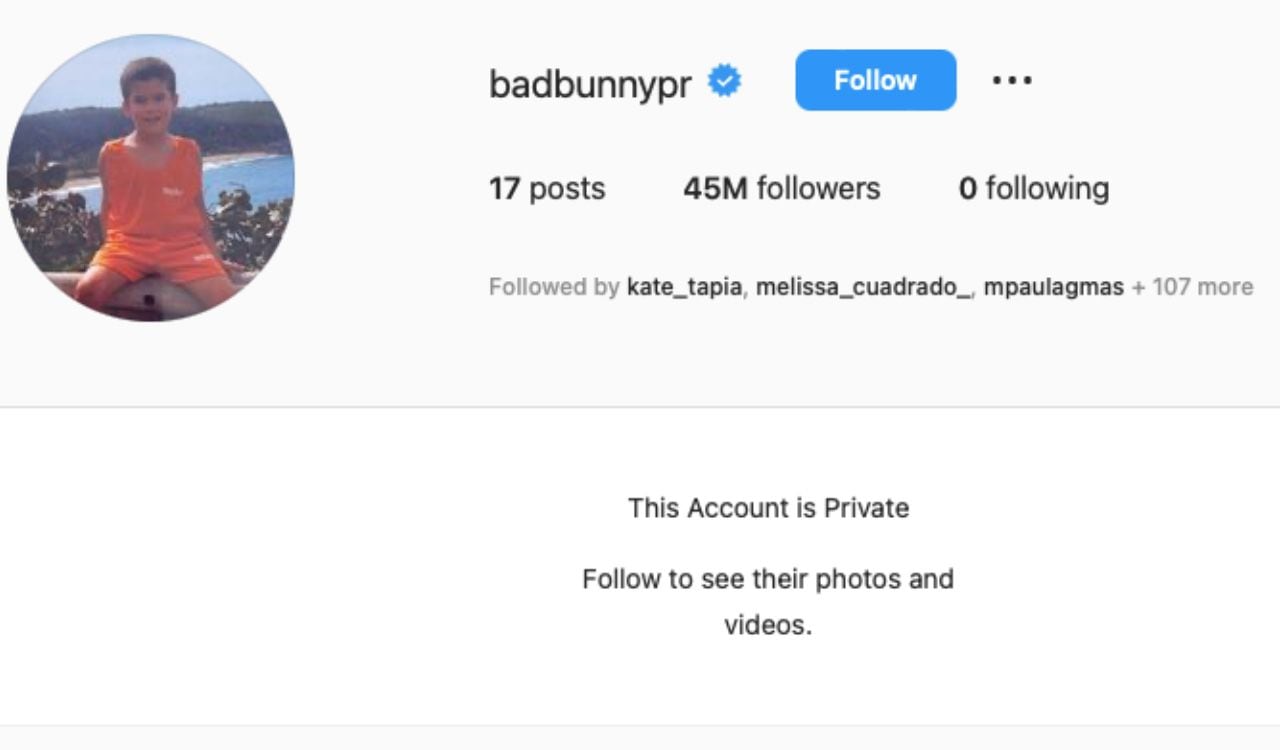 Bad Bunny y su último berrinche; su cuenta de Instagram ahora es privada