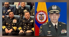 (De izq a der) Vicealmirante Harry Reyna, Jefe De Estado Mayor Naval, Vicealmirante, Ricardo Rozo, segundo comandante del Armada y el general del Ejército Hugo López.