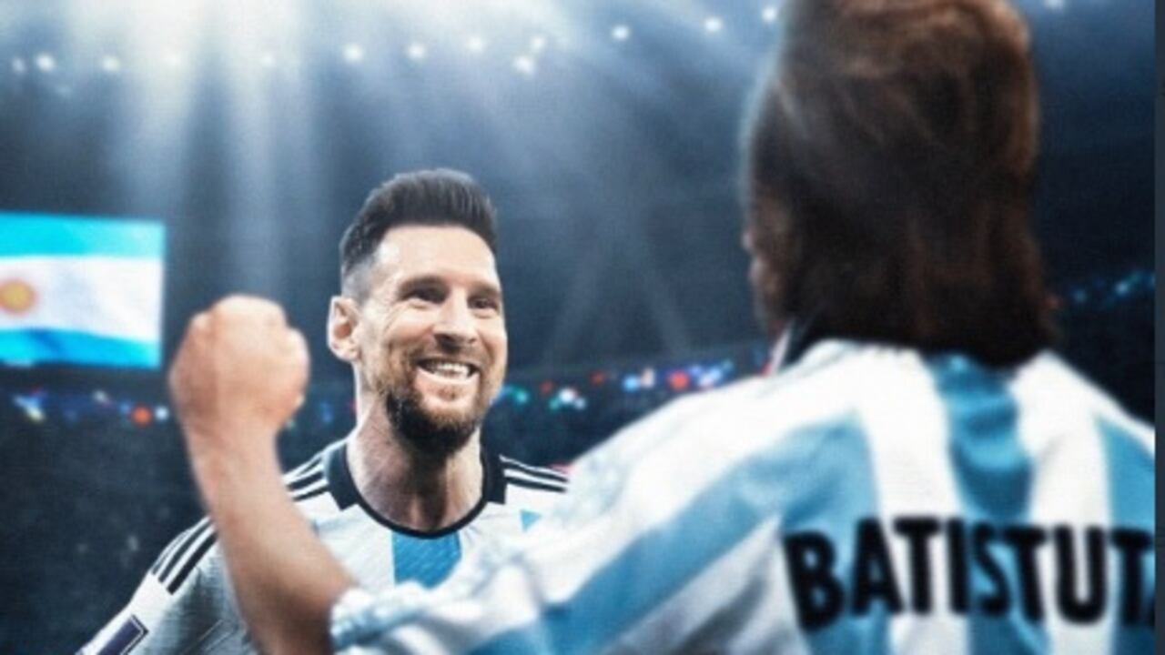 Lionel Messi y Gabriel Batistuta suman 10 goles con Argentina en los Mundiales.