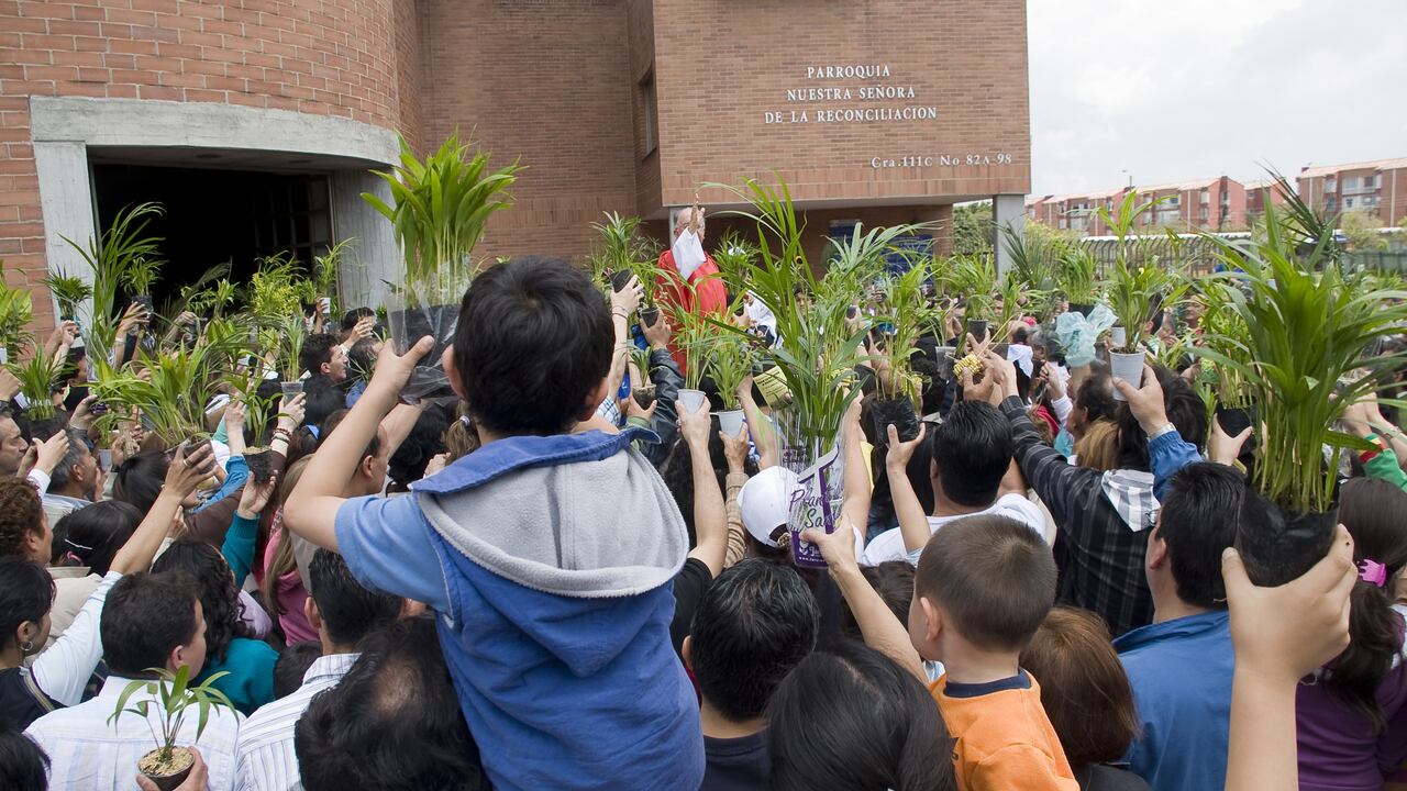 Celebración de domingo de ramos en Semana Santa.