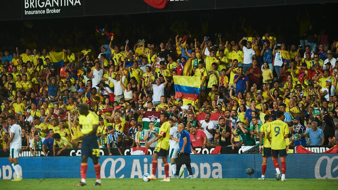 Aficionados de Colombia acompañaron en una gran cantidad a la Selección en España.
