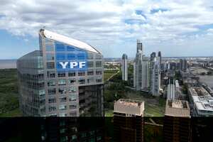 View of the headquarters of the Argentine oil company YPF on November 20, 2023, in Buenos Aires. Libertarian outsider Javier Milei swept to victory in Argentina's presidential election Sunday, vowing to halt decades of economic decline in a country reeling from triple-digit inflation. (Photo by Luis ROBAYO / AFP)