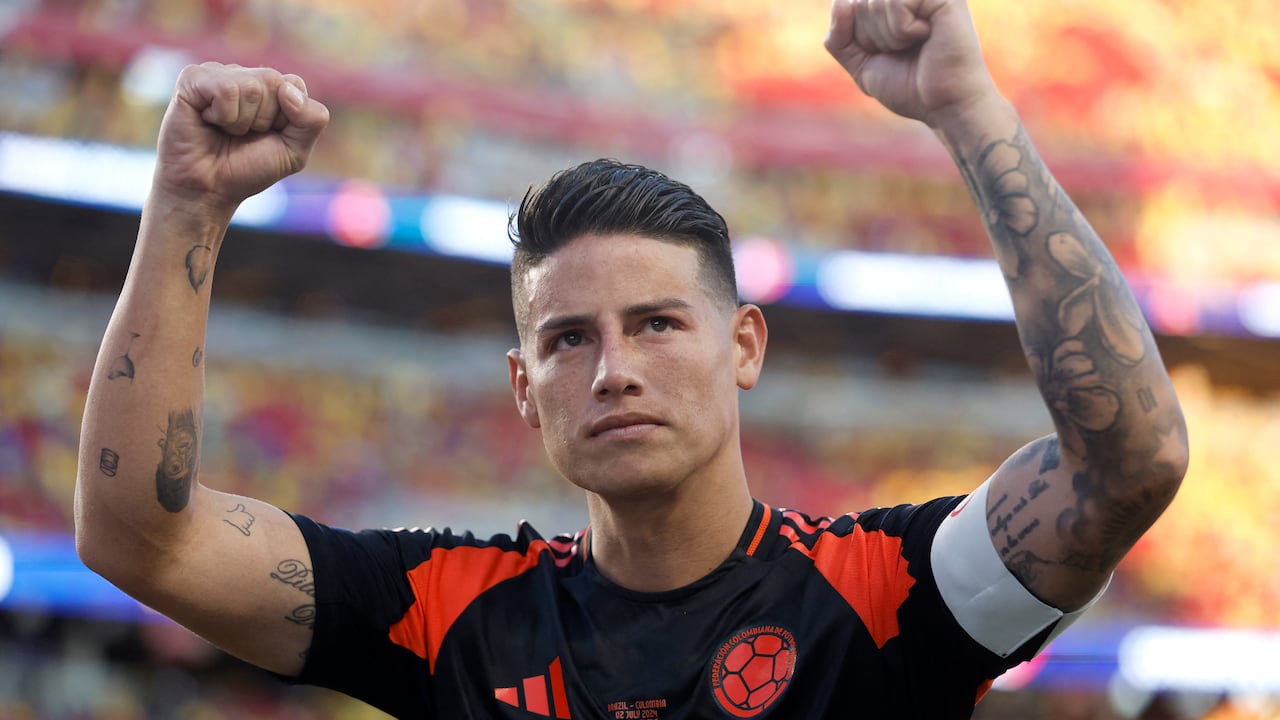 SANTA CLARA, CALIFORNIA - JULY 02: James Rodriguez of Colombia reacts after a 1-1 draw with Brazil during the CONMEBOL Copa America 2024 Group D match between Brazil and Colombia at Levi's Stadium on July 02, 2024 in Santa Clara, California.   Lachlan Cunningham/Getty Images/AFP (Photo by Lachlan Cunningham / GETTY IMAGES NORTH AMERICA / Getty Images via AFP)