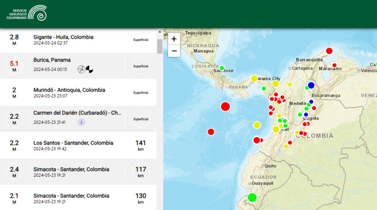 El SGC registra en tiempo real la actividad sísmica en el territorio colombiano.