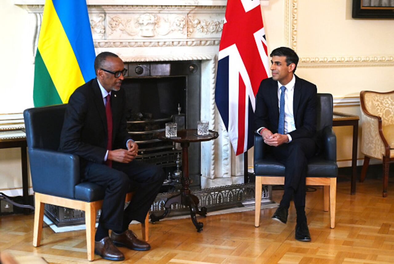 El presidente de Ruanda, Paul Kagame, y el primer ministro británico Rishi Sunak.