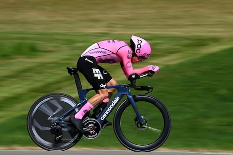 ABTWILL, SWITZERLAND - JUNE 18: Rigoberto Uran of Colombia and Team EF Education-EasyPost sprints during the 86th Tour de Suisse 2023, Stage 8 a 25.7km individual time trial from St. Gallen to Abtwil / #UCIWT / on June 18, 2023 in Abtwil, Switzerland. (Photo by Dario Belingheri/Getty Images)