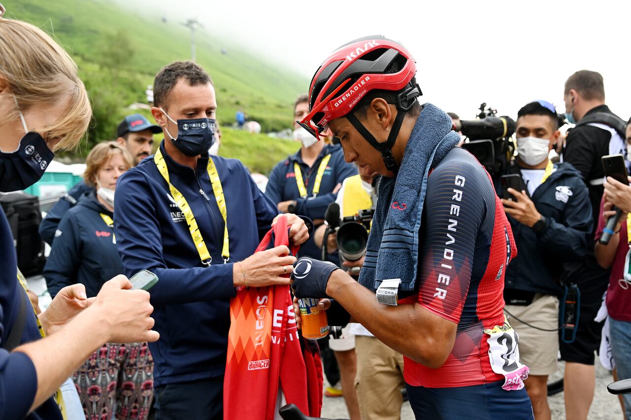 CAUTERETS-CAMBASQUE, FRANCE - JULY 06: Egan Bernal of Colombia and Team INEOS Grenadiers reacts after during the stage six of the 110th Tour de France 2023 a 144.9km stage from Tarbes to Cauterets-Cambasque 1355m / #UCIWT / on July 06, 2023 in  Cauterets-Cambasque, France. (Photo by David Ramos/Getty Images)