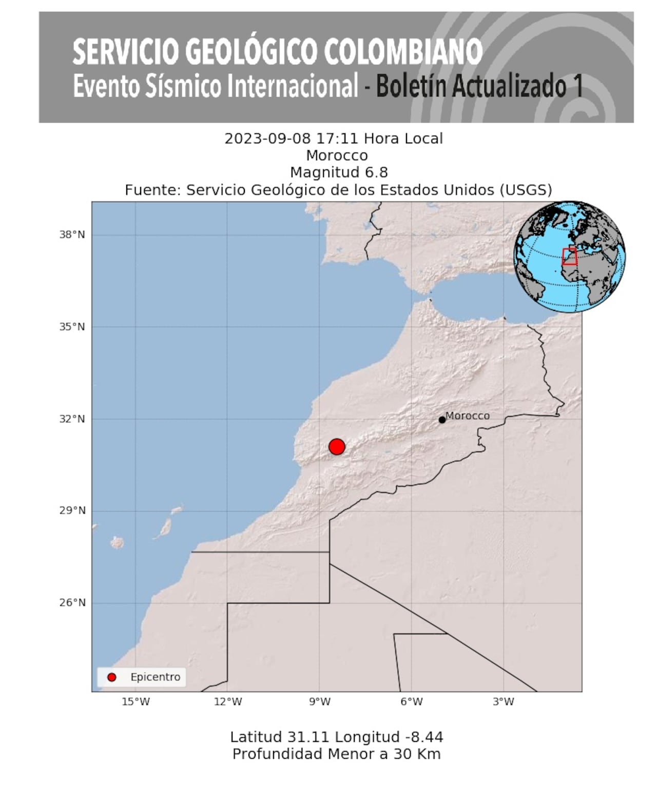 Este sismo tuvo una magnitud de 6,8 y su epicentro fue en la ciudad de Oukaïmedene.