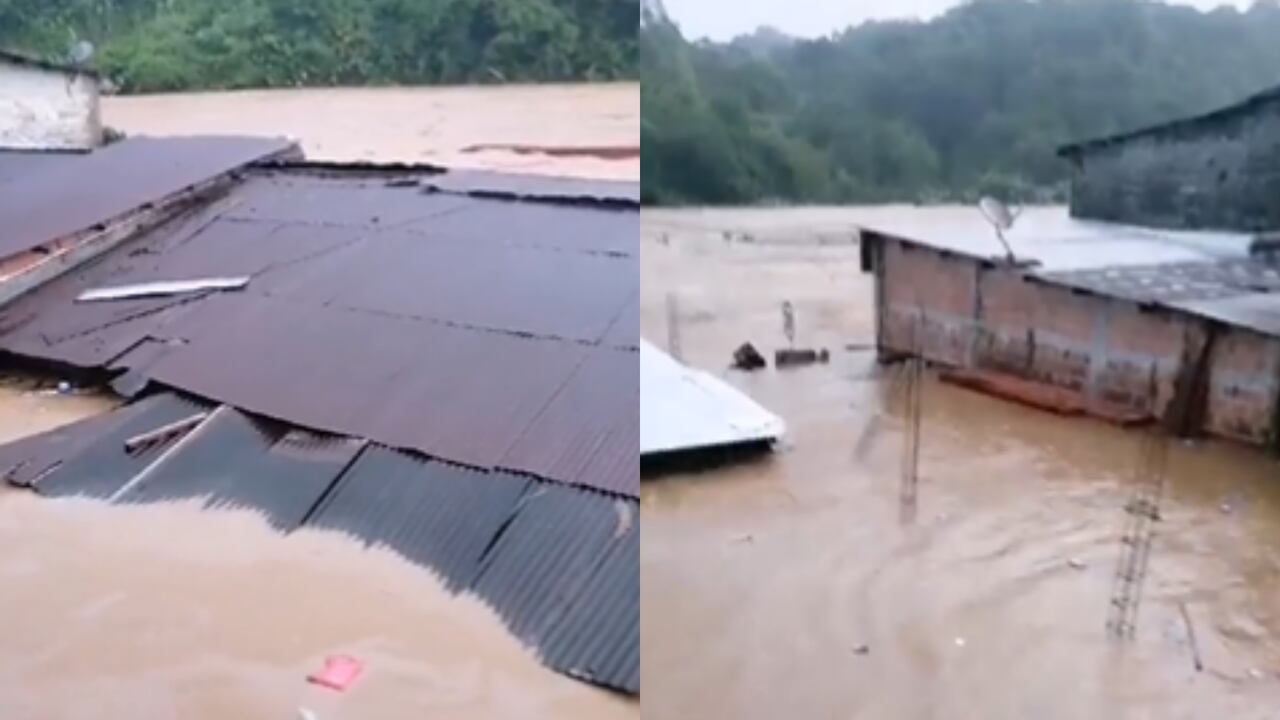 Inundaciones en Bagadó, Chocó, este 12 de octubre.
