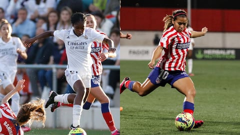 Las dos colombianos tuvieron un llamativo enfrentamiento en medio del derby de Madrid. Foto 1: Real Madrid. Foto 2: Atlético de Madrid.