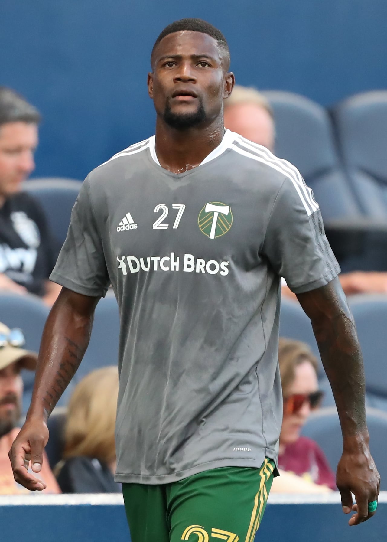 KANSAS CITY, KS - AUGUST 18: Portland Timbers forward Dairon Asprilla (27) before an MLS match between the Portland Timbers and Sporting KC on Aug 18, 2021 at Children's Mercy Park in Kansas City, KS. (Photo by Scott Winters/Icon Sportswire via Getty Images)