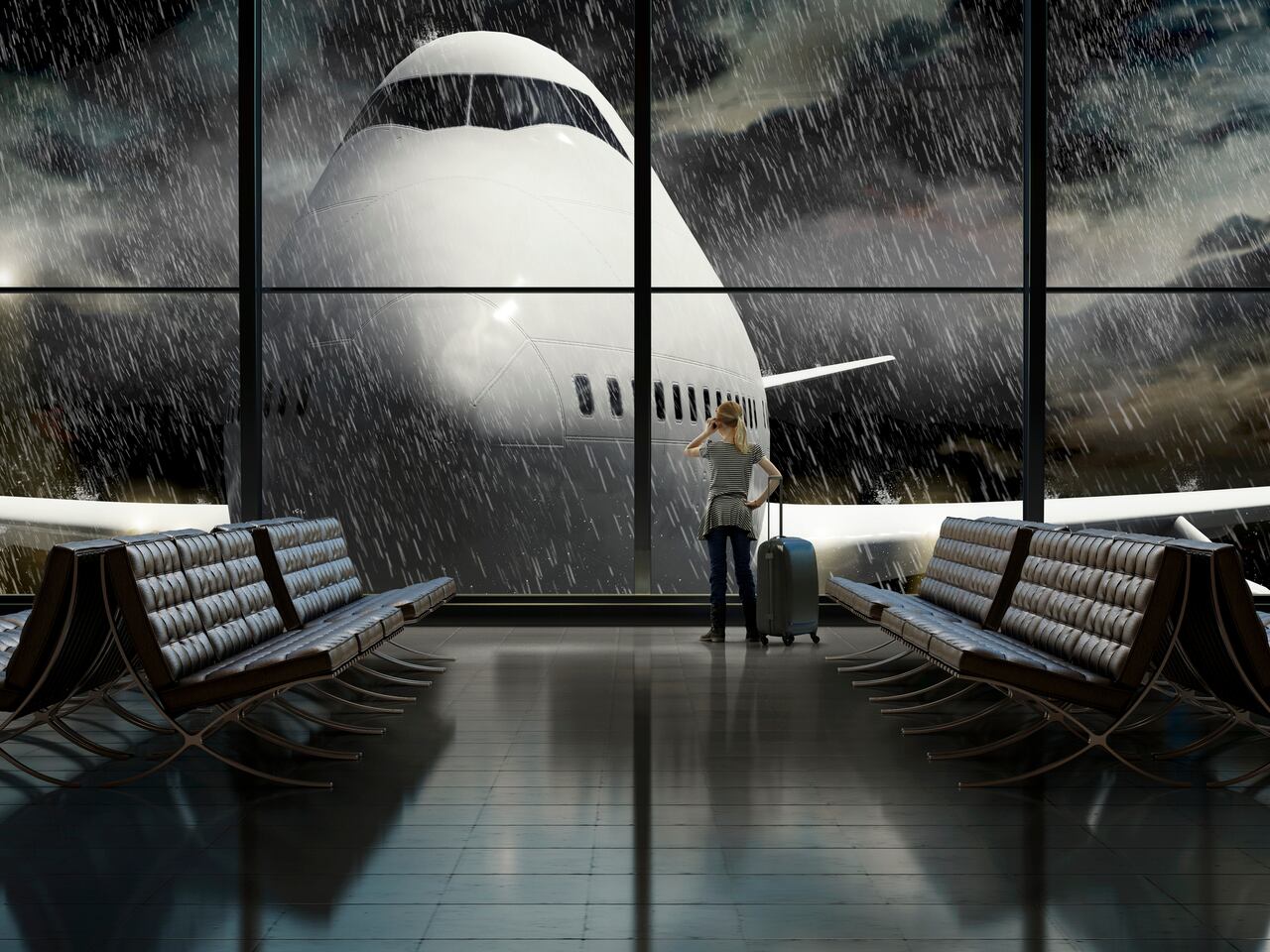 Aeropuerto con lluvias