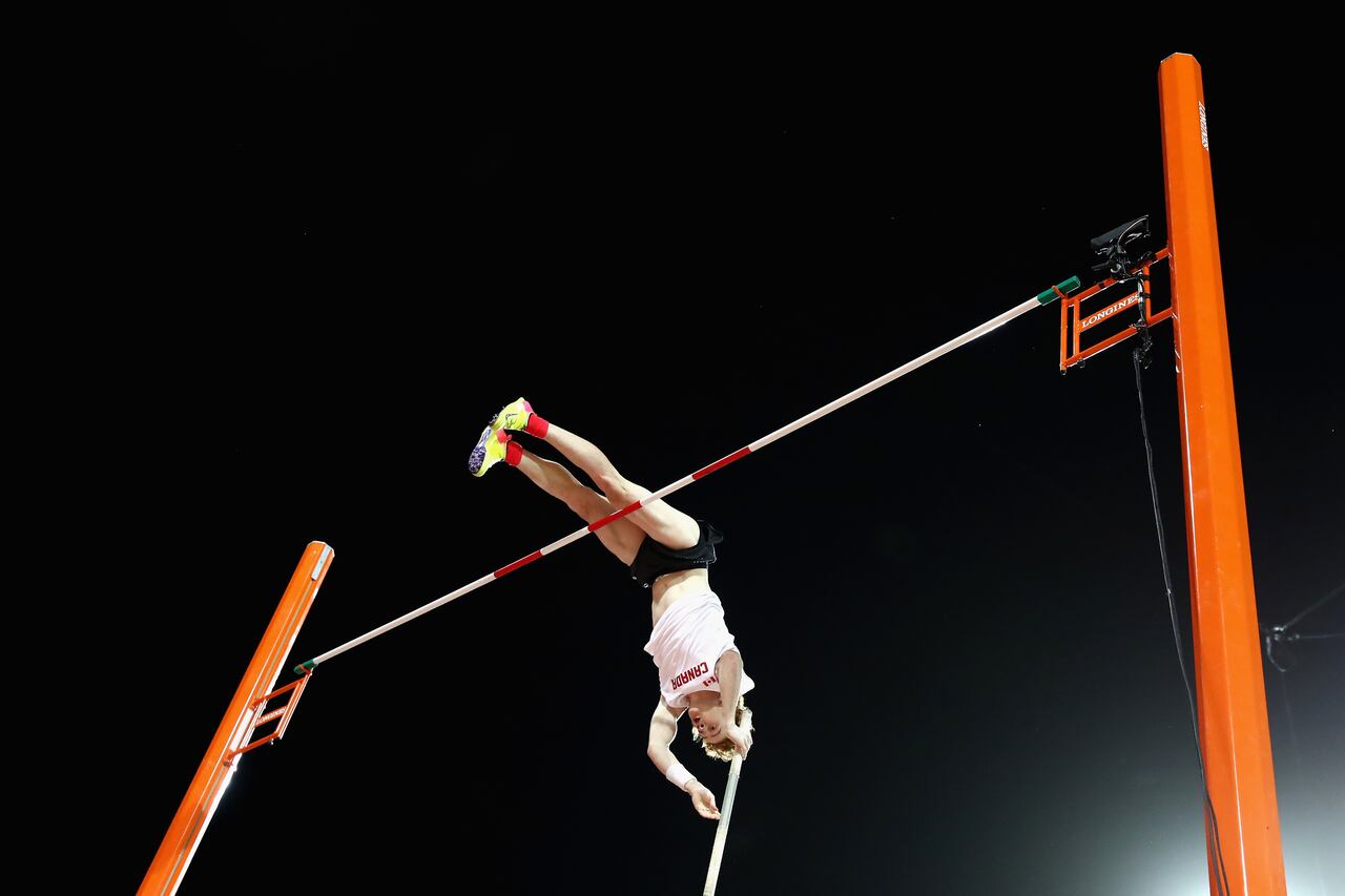 GOLD COAST, AUSTRALIA - APRIL 12:  Shawnacy Barber of Canada competes in the Men's Pole Vault final during athletics on day eight of the Gold Coast 2018 Commonwealth Games at Carrara Stadium on April 12, 2018 on the Gold Coast, Australia.  (Photo by Cameron Spencer/Getty Images)