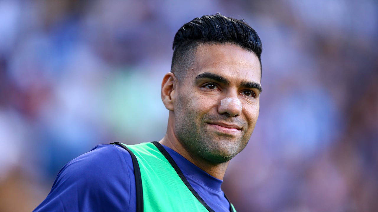 PORTO, PORTUGAL - JULY 29: Radamel Falcao of Rayo Vallecano gestures during the pre-season friendly match between FC Porto and Rayo Vallecano at Estadio do Dragao on July 29, 2023 in Porto, Portugal. (Photo by Diogo Cardoso/Getty Images)