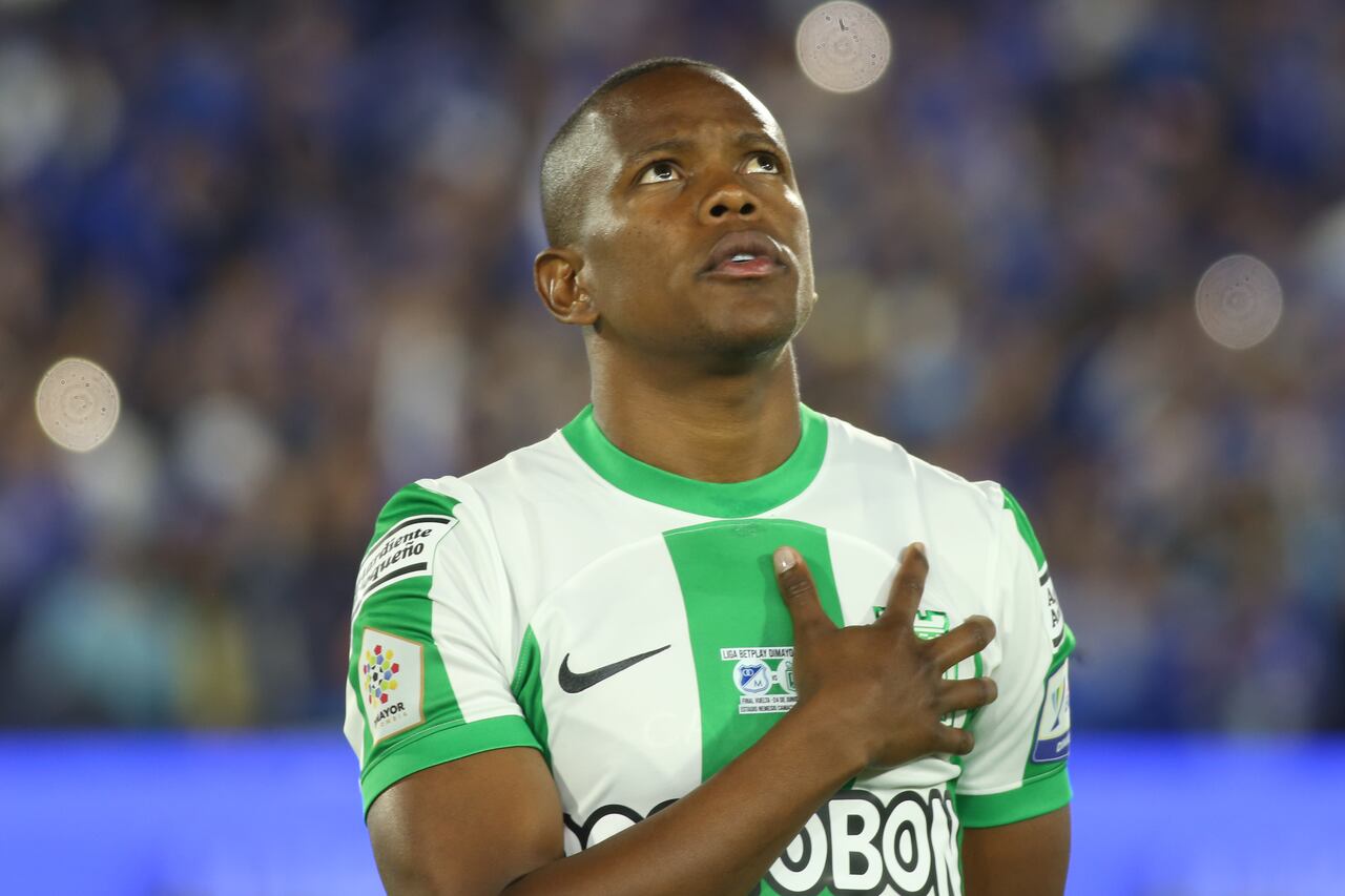 Yerson Candelo of Atletico Nacional during the second leg of the final of the Liga BetPlay DIMAYOR I 2023 played at the Nemesio Camacho El Campin stadium in Bogota. (Photo by Daniel Garzon Herazo/NurPhoto via Getty Images)