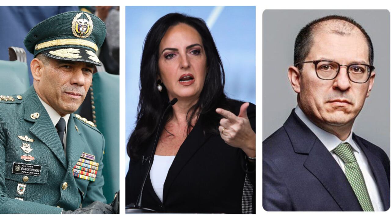 El general (r) Eduardo Zapateiro, la senadora María Fernanda Cabal y el fiscal Francisco Barbosa