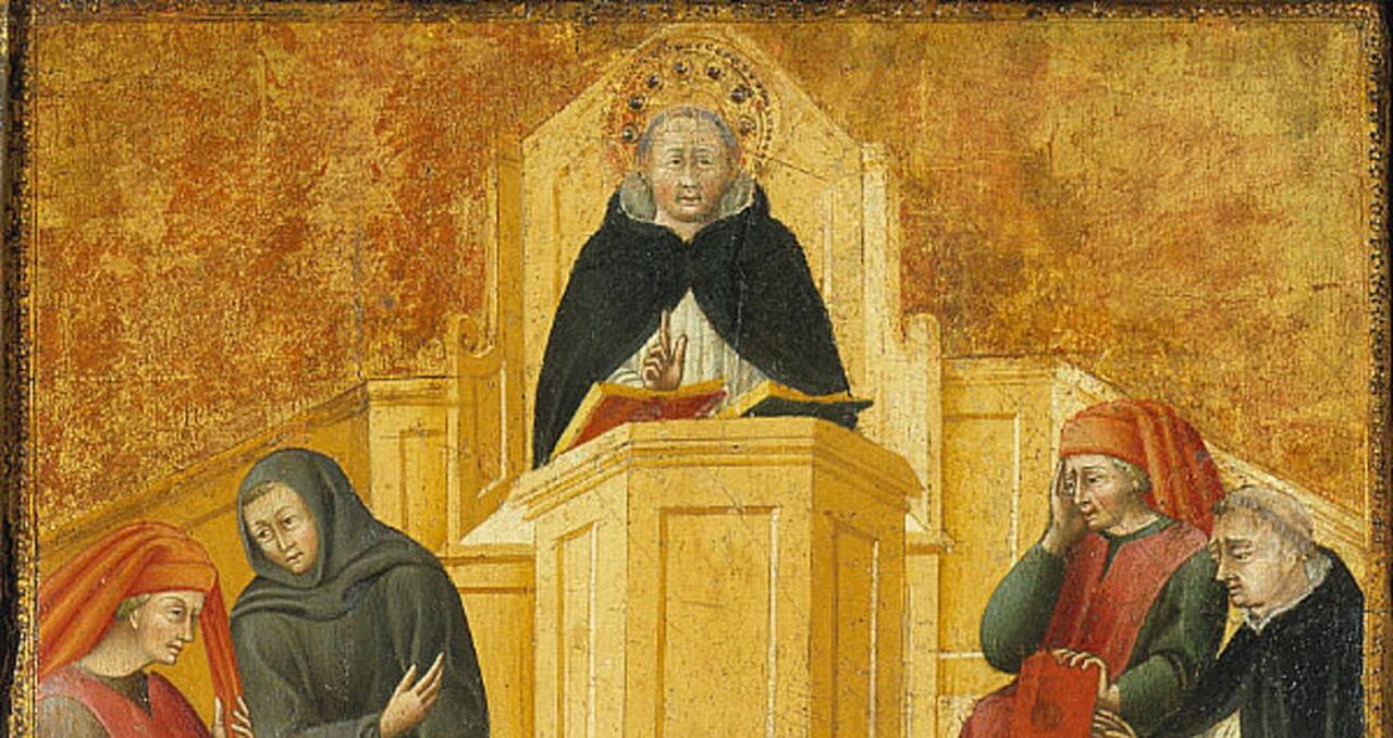 ‘Santo Tomás de Aquino confundiendo a Averroes’ (Giovanni di Paolo, 1445-50).