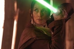 Jedi Master Indara (Carrie-Anne Moss) in Lucasfilm's THE ACOLYTE, exclusively on Disney+. ©2024 Lucasfilm Ltd. & TM. All Rights Reserved.