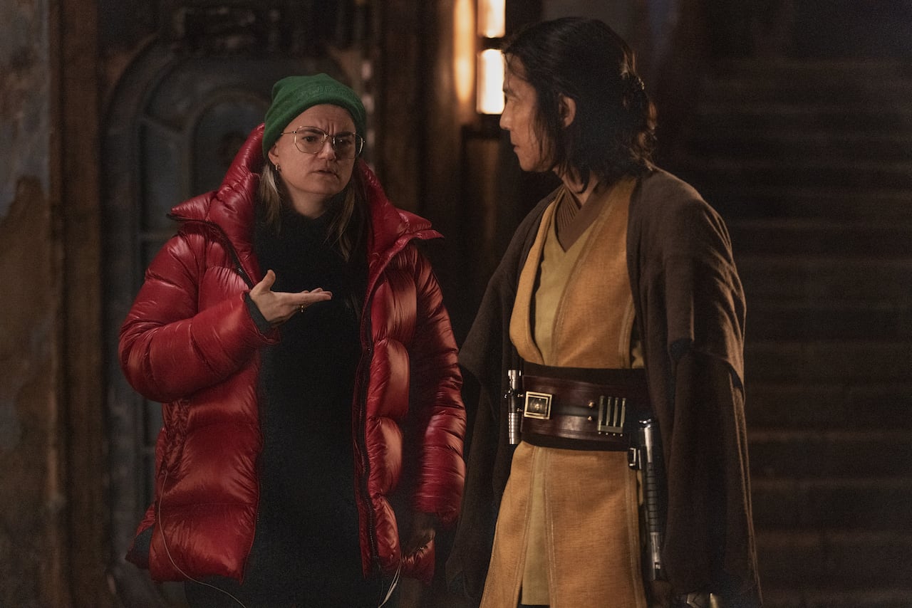 (L-R): Director Leslye Headland and Lee Jung-jae on the set of Lucasfilm's THE ACOLYTE, exclusively on Disney+. ©2024 Lucasfilm Ltd. & TM. All Rights Reserved.