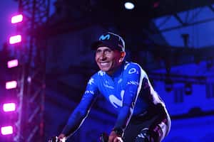 Nairo Quintana, ciclista del Movistar, durante la presentación del Giro de Italia 2024
