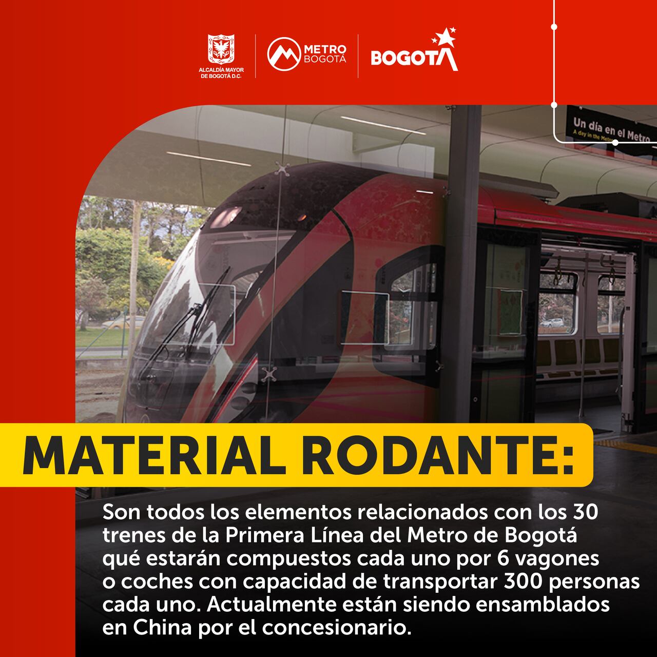 El material rodante de la Primera Línea del Metro de Bogotá se está ensamblando en China