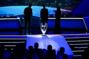 El trofeo se exhibe durante el sorteo de la Liga de Campeones de fútbol en Estambul, Turquía, el jueves 2 de agosto de 2019. 25 de enero de 2022.