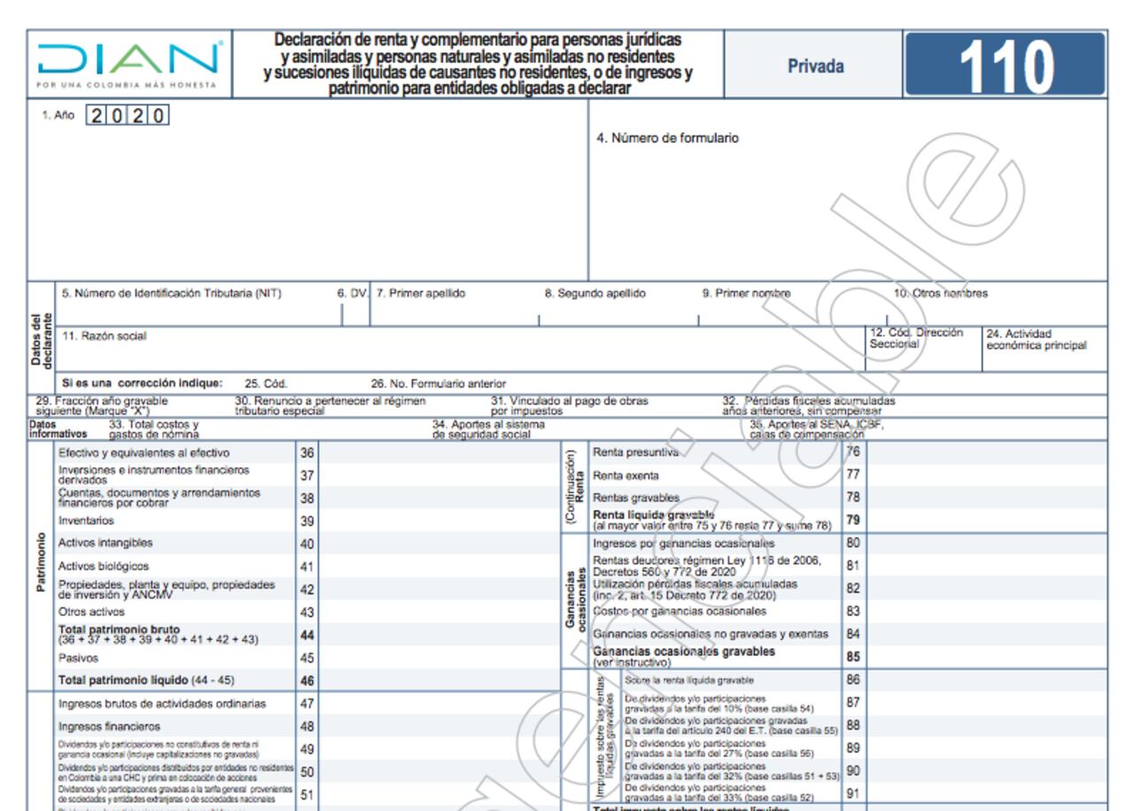 Formulario de declaración de renta