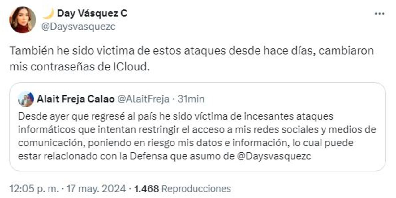 Day Vásquez y su abogado denunciaron ser víctimas de ataques informáticos.