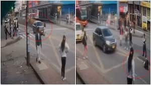 Video: impactante momento en que una mujer sale ‘volando’ tras cometer imprudencia al salir de una estación de TransMilenio