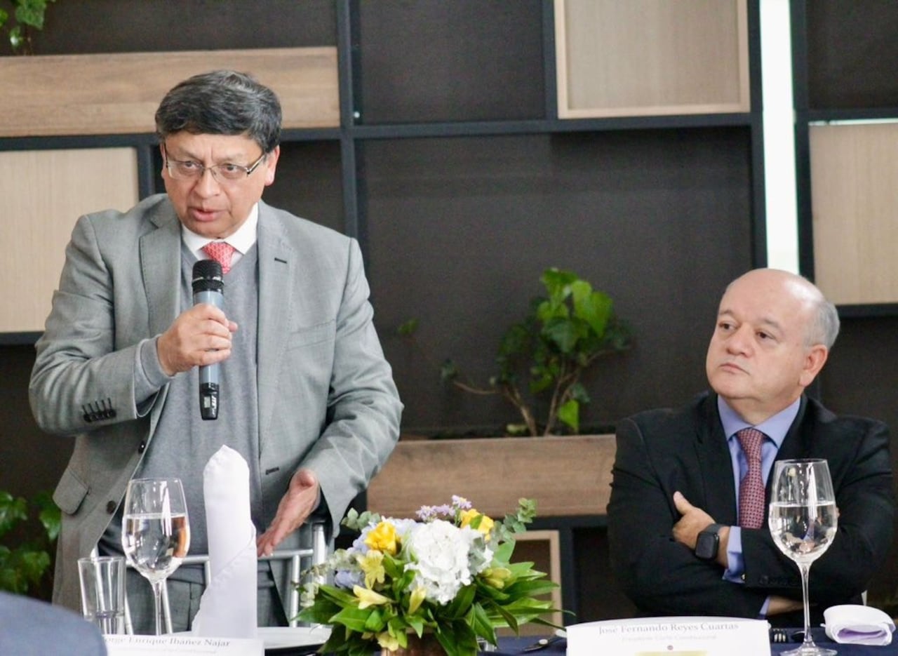 Vicepresidente de la Corte Constitucional, magistrado Jorge Enrique Ibáñez; y presidente del alto tribunal, José Fernando Reyes.