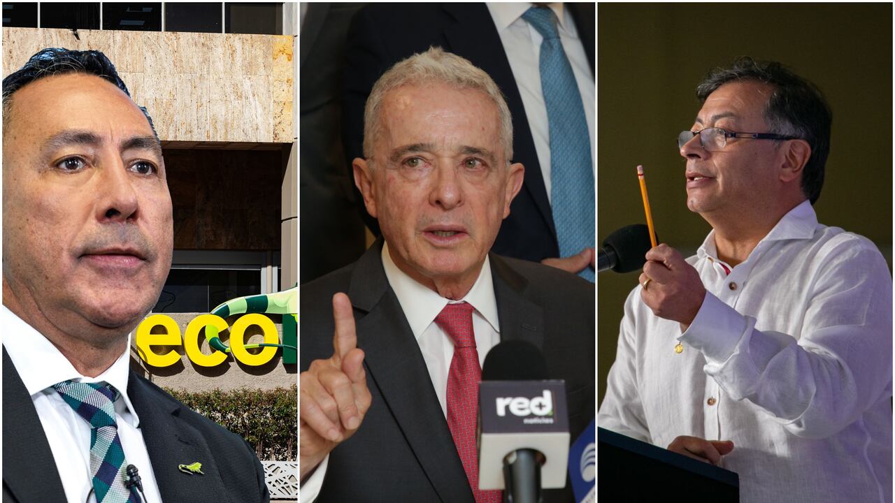 Ricardo Roa presidente Ecopetrol, expresidente Álvaro Uribe y el presidente Gustavo Petro