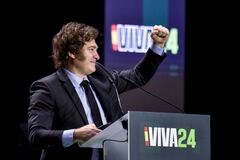 Javier Milei, Presidente de Argentina, habla durante la conferencia 'Europa Viva 24' en el Palacio de Vistalegre en Madrid, España.