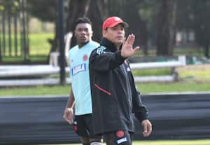 Héctor Cárdenas durante un entrenamiento de la Selección Colombia en Bogotá