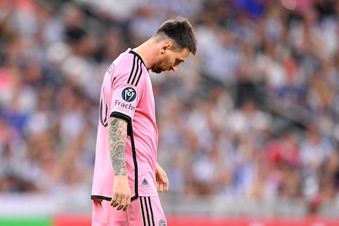 MONTERREY, MEXICO - APRIL 10: Lionel Messi #10 of Inter Miami reacts against Monterrey in the second half during the CONCACAF Champions Cup 2024 Round of Sixteen second leg at BBVA Stadium on April 10, 2024 in Monterrey, Mexico. (Photo by Azael Rodriguez/Getty Images)