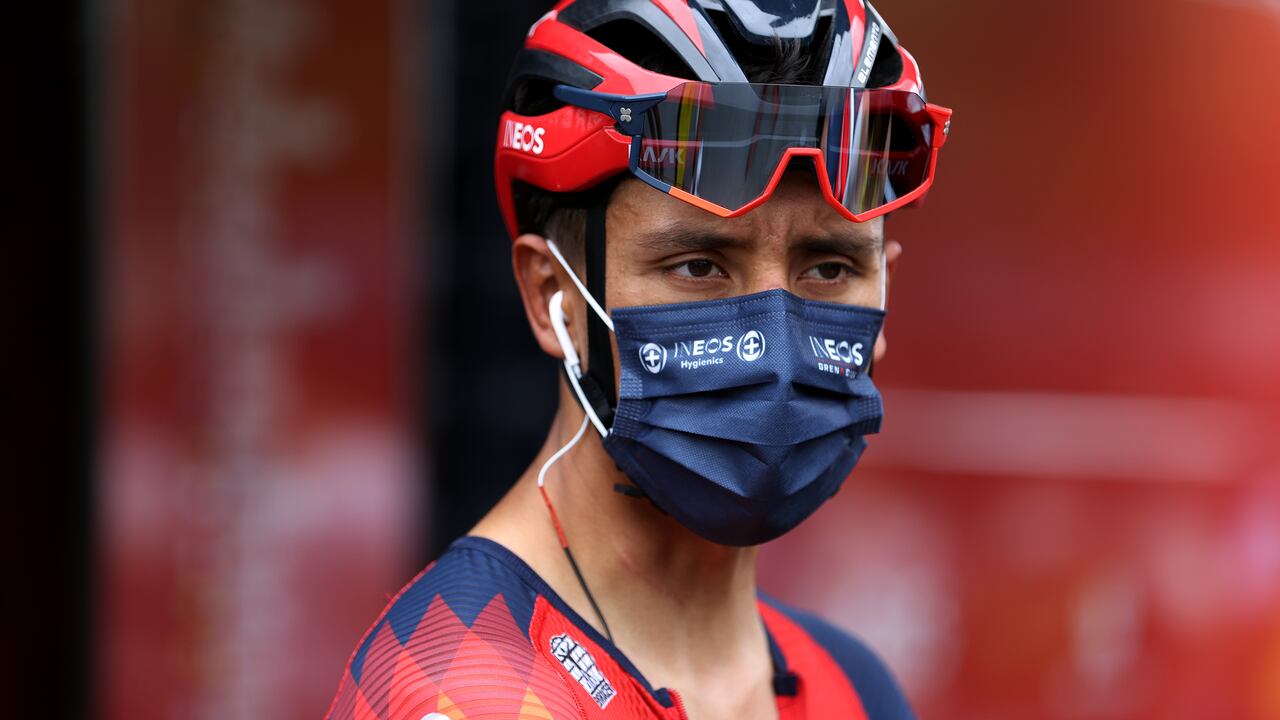 VITORIA-GASTEIZ, SPAIN - JULY 02: Egan Bernal of Colombia and Team INEOS Grenadiers prior to the stage two of the 110th Tour de France 2023 a 208.9km stage from Vitoria-Gasteiz to San Sébastián / #UCIWT / on July 02, 2023 in Vitoria-Gasteiz, Spain. (Photo by Michael Steele/Getty Images)