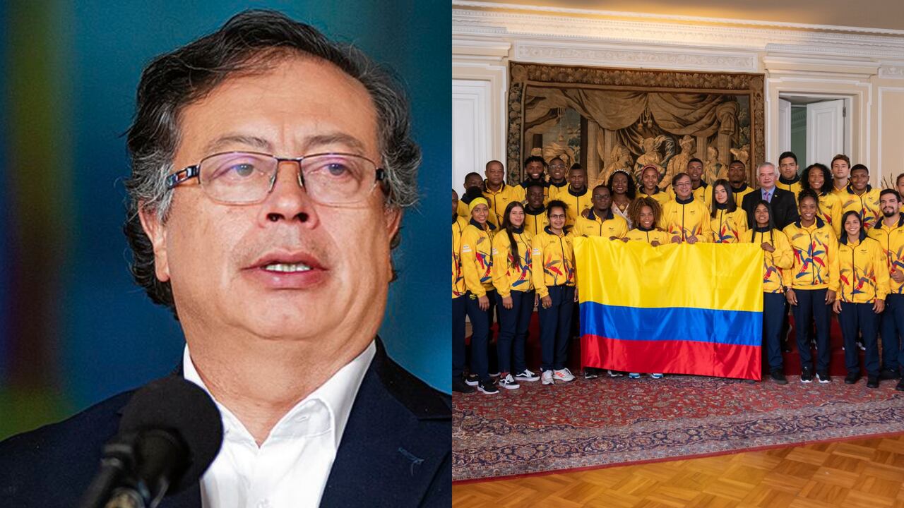 Presidente Gustavo Petro y la delegación de deportistas de Colombia.