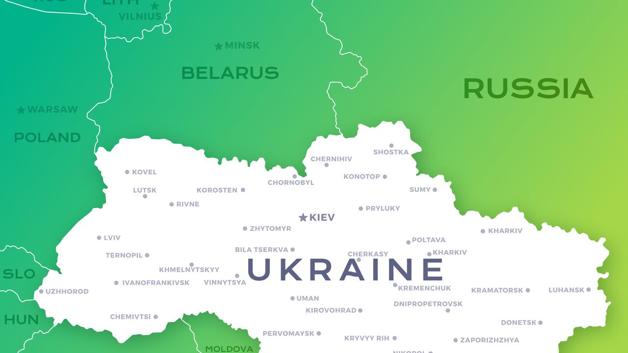 El mapa de Ucrania y sus fronteras