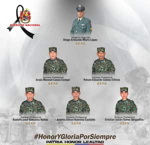 Estos son los rostros de los militares asesinados en Antioquia tras caer en un campo minado; otros cuatro uniformado resultaron heridos.