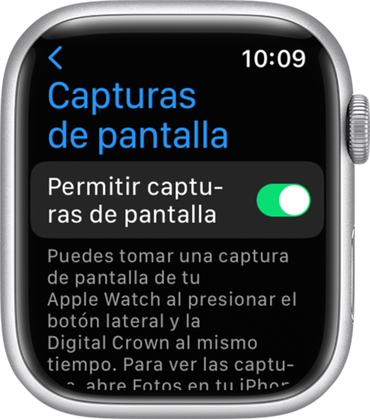 Capturas de pantalla con el Apple Watch.