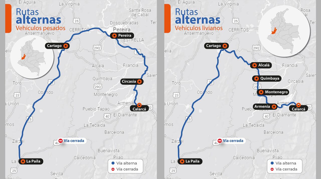 Así es el recorrido de las rutas alternas.