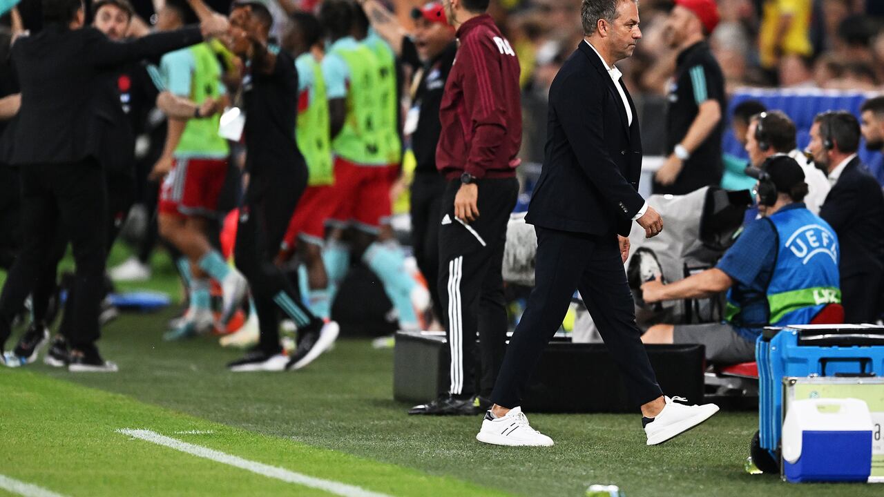 GELSENKIRCHEN, GERMANY - JUNE 20: Hans-Dieter Flick head coach of Germany reacts during the international friendly match between Germany and Colombia at Veltins-Arena on June 20, 2023 in Gelsenkirchen, Germany. (Photo by Frederic Scheidemann/Getty Images)