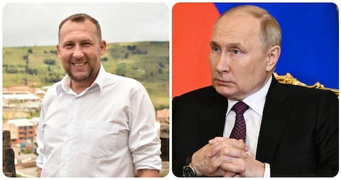 Mikhail Krasnov, alcalde electo de Tunja, y el presidente de Rusia Vladimir Putin.