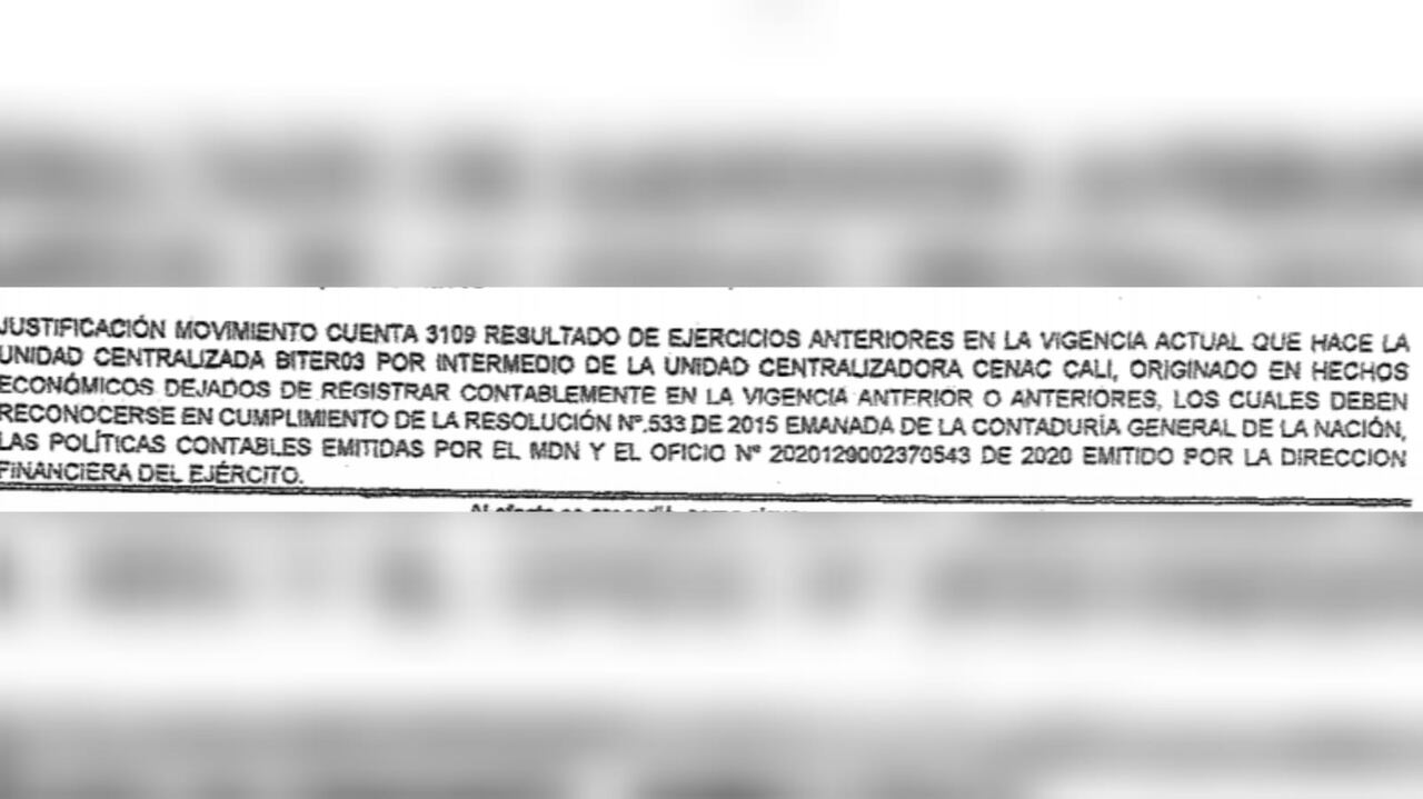 Documento que habría motivado la investigación que terminó con la captura de varios integrantes del Ejército por presunta corrupción.