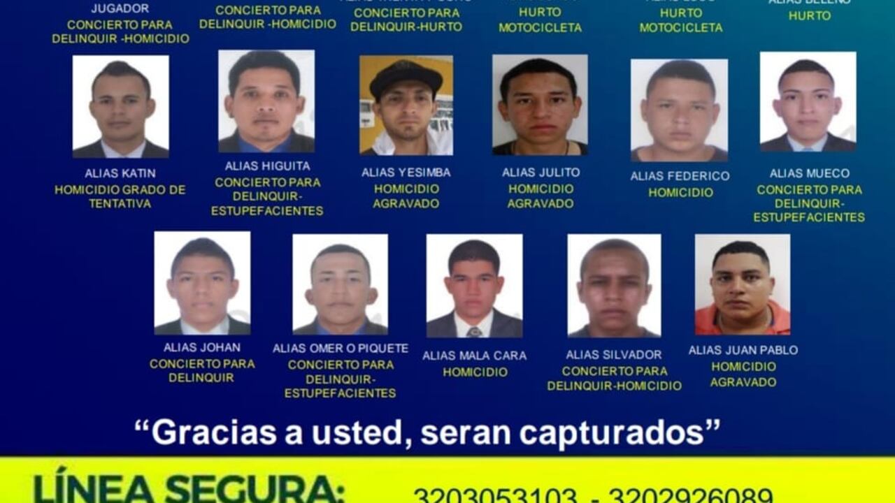 Delincuentes buscados en el Magdalena Medio.