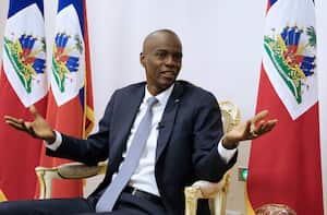 FILE PHOTO: Haiti's President Jovenel Moise speaks during an interview with Reuters at the National Palace of Port-au-Prince, Haiti January 11, 2020. REUTERS/Valerie Baeriswyl/File Photo