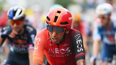 SAINT-AMAND-MONTROND, FRANCE - JULY 09: Egan Bernal of Colombia and Team INEOS Grenadiers crosses the finish line during the 111th Tour de France 2024, Stage 10 a 187.3km stage from Orleans to Saint-Amand-Montrond / #UCIWT / on July 09, 2024 in Orleans, France. (Photo by Dario Belingheri/Getty Images)