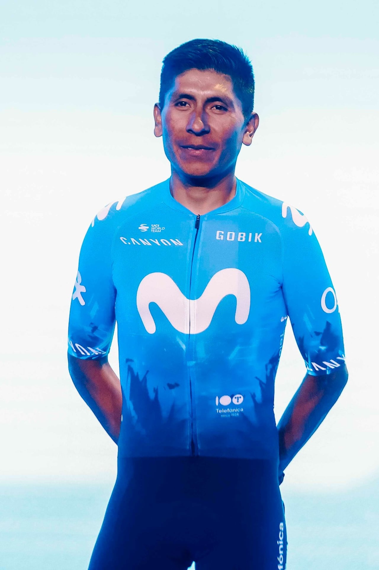 Nairo Quintana durante la presentación oficial de la plantilla del Movistar Team