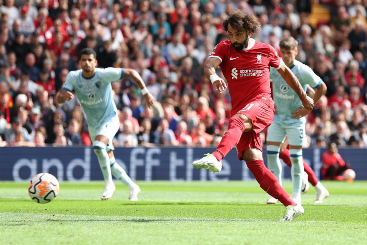 Mohamed Salah anotó el 2-1 para el Liverpool.